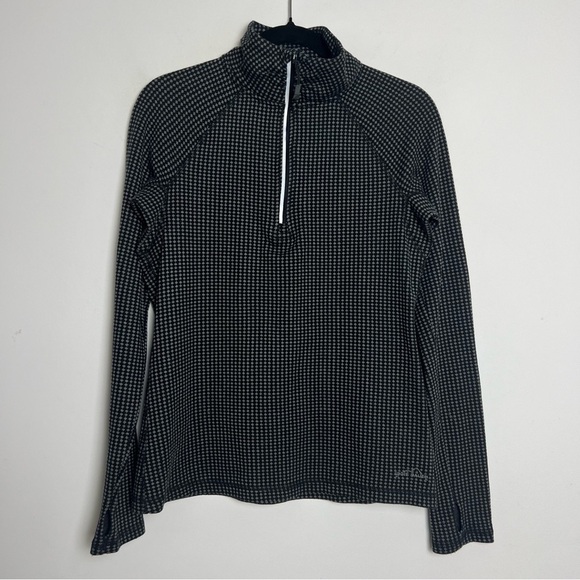 Eddie Bauer Black Gray Check Half Zip Long Sleeve Athleisure Pullover Size M - Picture 2 of 11